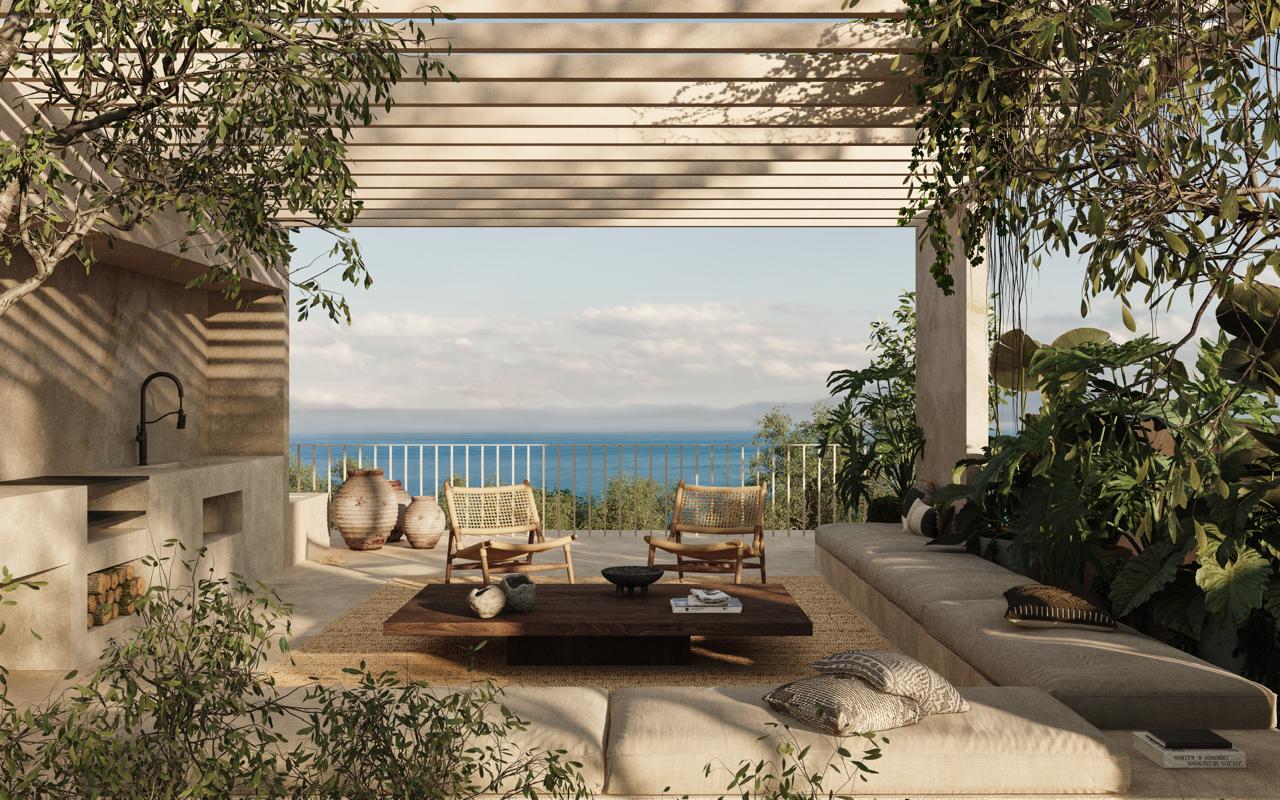 Terraza con vista al mar